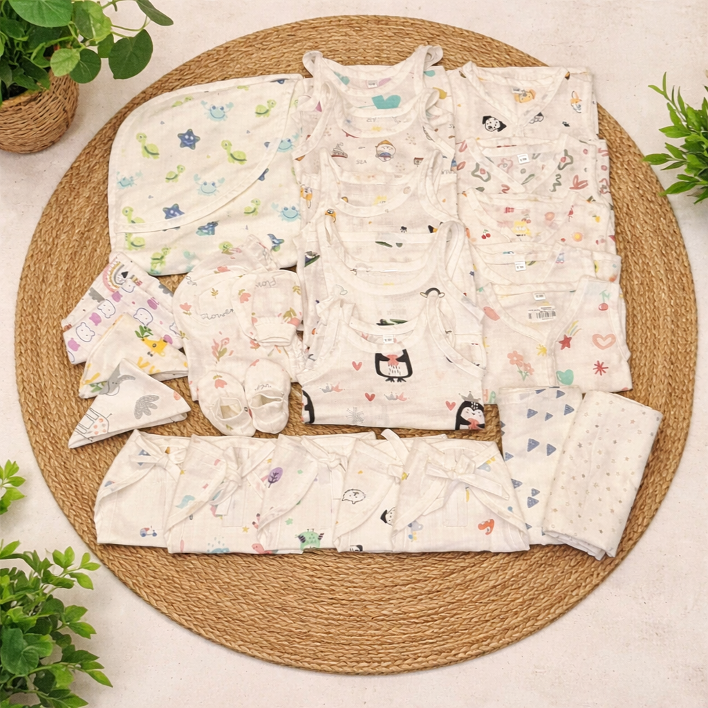 Magizhchi Kit - Muslin Newbron Hospital Kit 25 Pcs | Baby Essential Set MKIT code:NBE